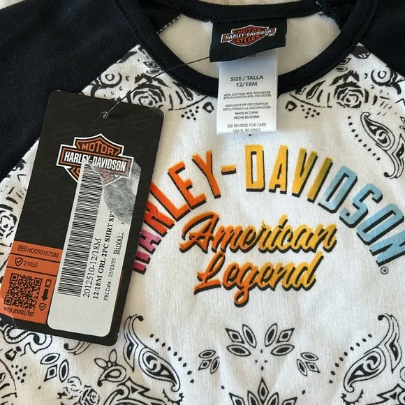 Harley-Davidson Kids Black and White Outfit 12-18m - Picture 2 of 4